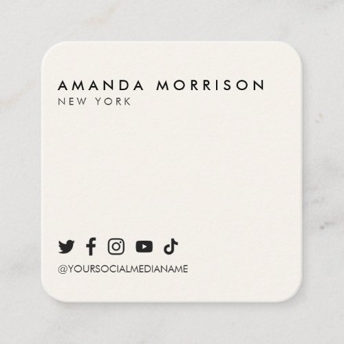 Minimalist Professional Social Media Ivory Square Business Card