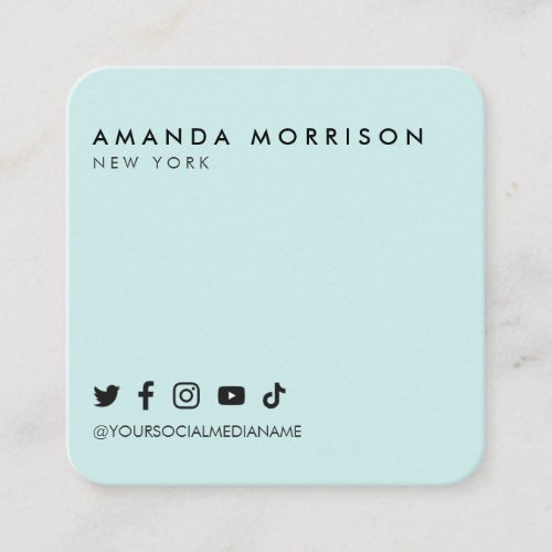 Minimalist Professional Social Media Mint Square Business Card