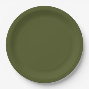 Minimalist Professional Solid Army Green Color Paper Plates