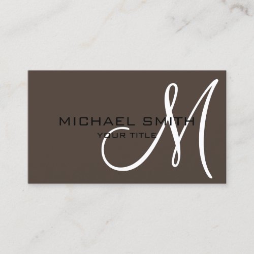 Minimalist Professional Taupe Monogram Business Card