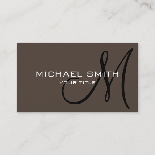 Minimalist Professional Taupe Monogram Business Card