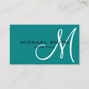Minimalist Professional Teal Monogram Business Card