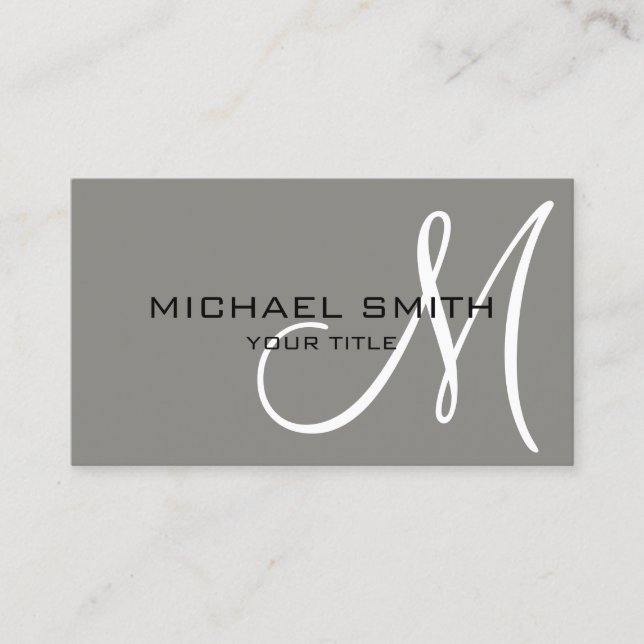 Minimalist Professional Titanium Monogram Business Card (Front)