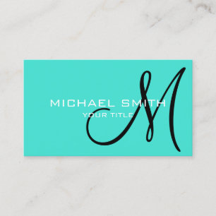 Minimalist Professional Turquoise Monogram Business Card