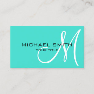 Minimalist Professional Turquoise Monogram Business Card