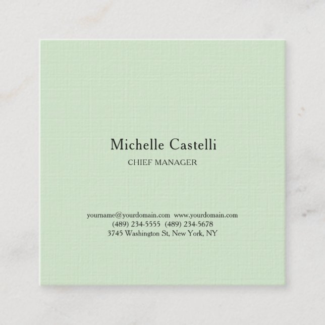 Minimalist Professional Unique Classical Pastel Square Business Card (Front)