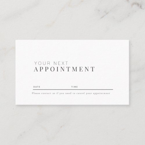 Minimalist Professional White Appointment Card