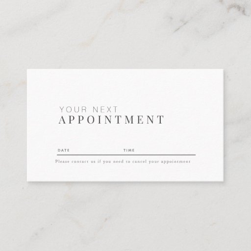 Customizable Minimalist Professional White Appointment Card