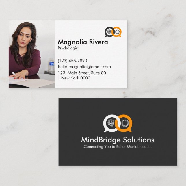 Minimalist Professional White Black Yellow Modern Business Card (Front/Back)