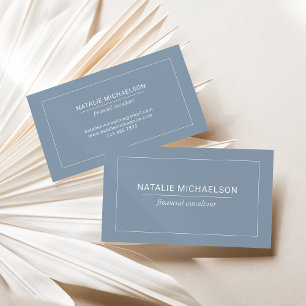 Minimalist Professional White Border Dusty Blue Business Card
