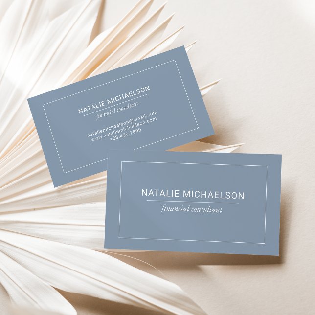 Minimalist Professional White Border Dusty Blue Business Card (Creator Uploaded)