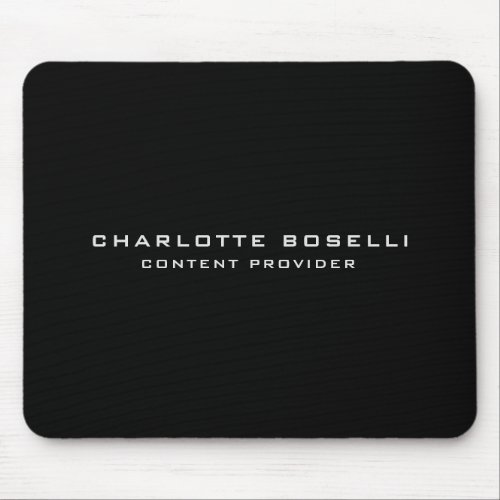 Minimalist Professional Your Name Title Black Mouse Pad