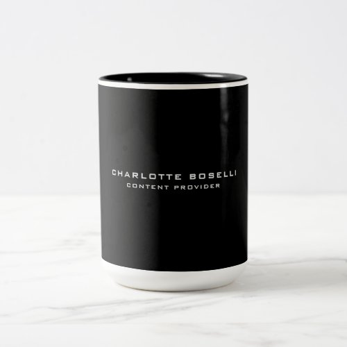 Minimalist Professional Your Name Title Black Two_Tone Coffee Mug