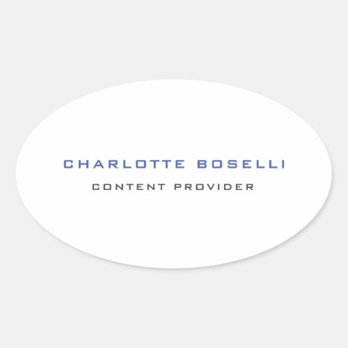 Minimalist Professional Your Name Title Profession Oval Sticker