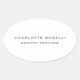 Minimalist Professional Your Name Title Profession Oval Sticker