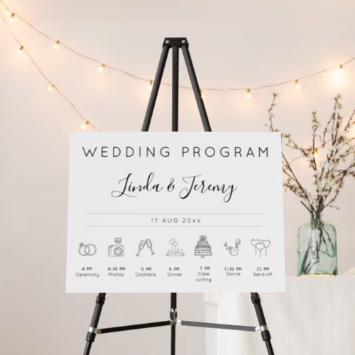 Minimalist Program Wedding Timeline Sign