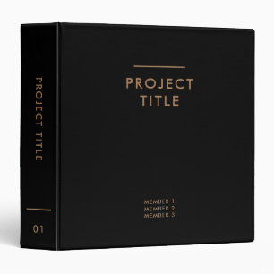 Minimalist Project Documents Compilation Black   3 Ring Binder