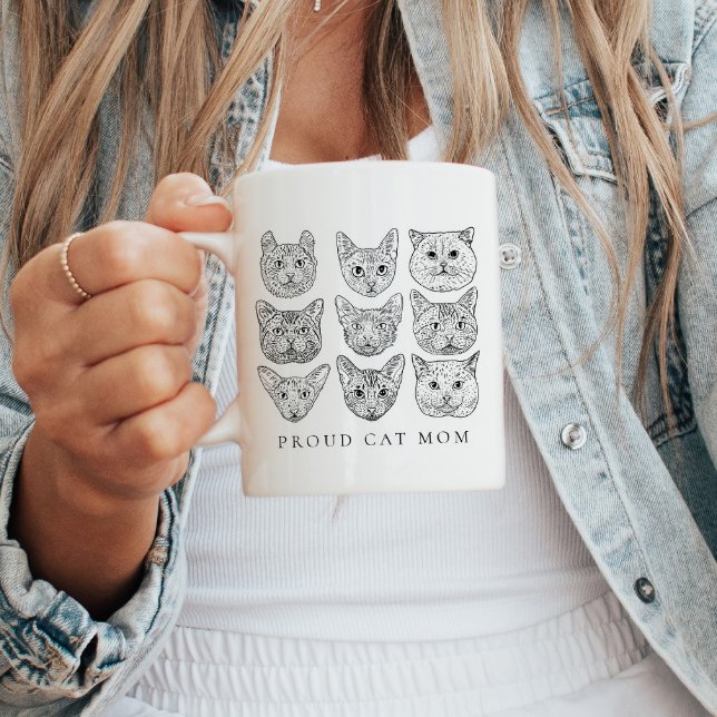 Minimalist Proud Cat Mom Cat Lover Cat Breed Coffee Mug (Creator Uploaded)