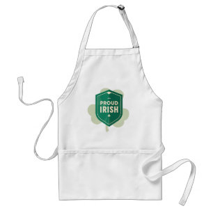 Minimalist Proud Irish Shield & Shamrock Heritage Adult Apron