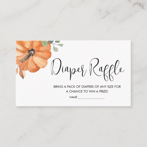 Minimalist Pumpkin Baby Shower Diaper Raffle Enclosure Card