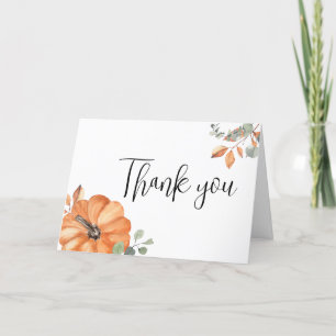 Minimalist Pumpkin Baby Shower Letterpress Thank You Card