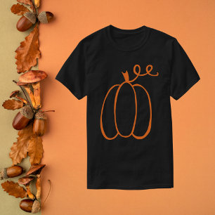 Minimalist Pumpkin Outline Autumn T-Shirt