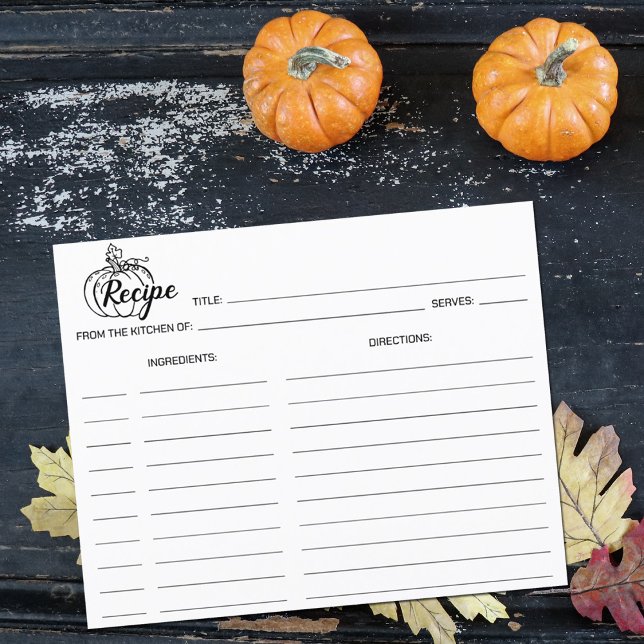 Minimalist Pumpkin, Simple Culinary Recipe Card (Creator Uploaded)