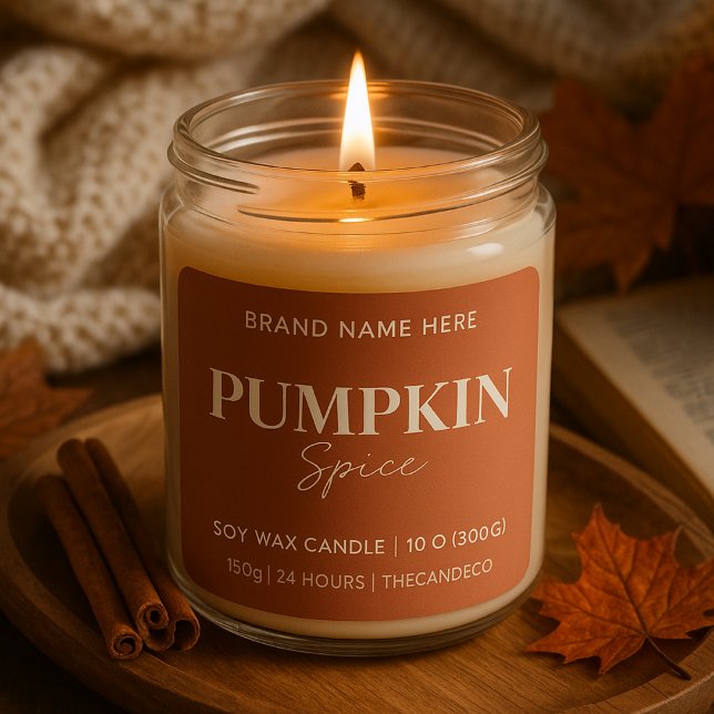 Minimalist Pumpkin Spice Candle | Custom Fall Square Sticker (Creator Uploaded)