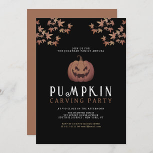 Minimalist Pumpkin Spooky Carving Party Halloween Invitation