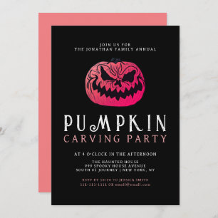 Minimalist Pumpkin Spooky Carving Party Halloween Invitation