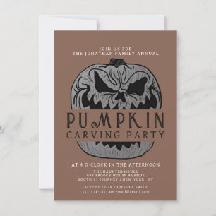 Minimalist Pumpkin Spooky Carving Party Halloween Invitation