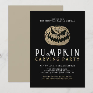 Minimalist Pumpkin Spooky Carving Party Halloween Invitation