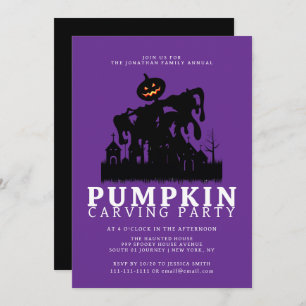 Minimalist Pumpkin Spooky Carving Party Halloween Invitation