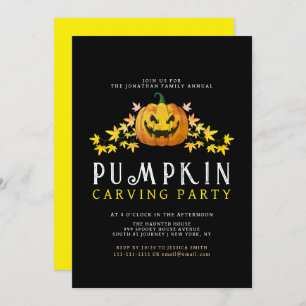 Minimalist Pumpkin Spooky Carving Party Halloween Invitation