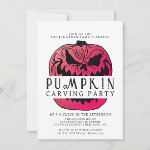 Minimalist Pumpkin Spooky Carving Party Halloween Invitation