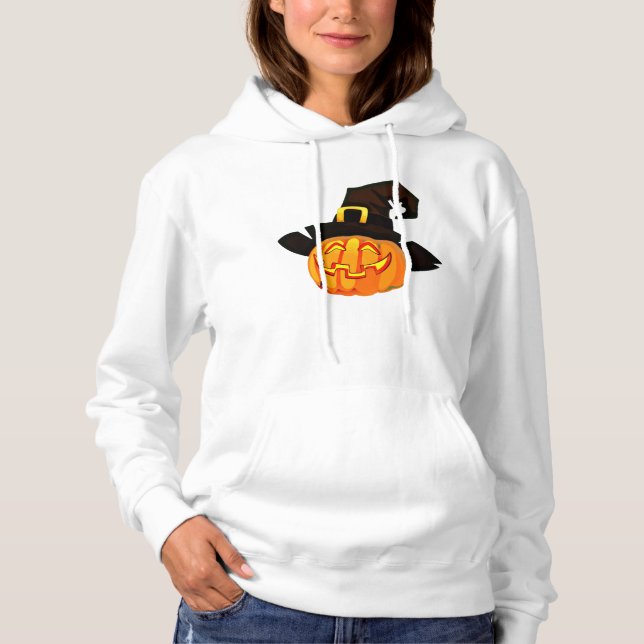 Minimalist Pumpkin Witch Hat Hoodie (Front)