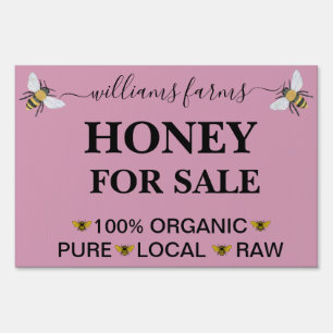Minimalist Pure Honey Farm Stand Sign 