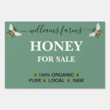Minimalist Pure Honey Farm Stand Sign
