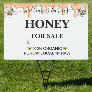 Minimalist Pure Honey Farm Stand Sign