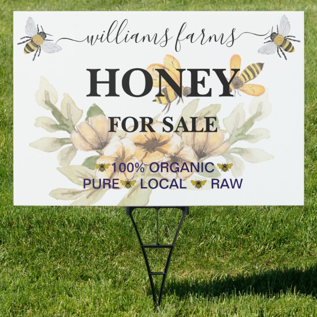 Minimalist Pure Honey Farm Stand Sign  (Insitu)