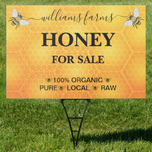 Minimalist Pure Honey Farm Stand Sign