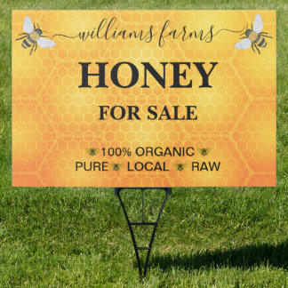 Minimalist Pure Honey Farm Stand Sign