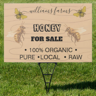 Minimalist Pure Honey Farm Stand Sign