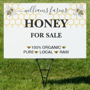 Minimalist Pure Honey Farm Stand Sign