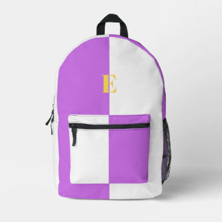 Minimalist Purple and White Custom Name Backpacks