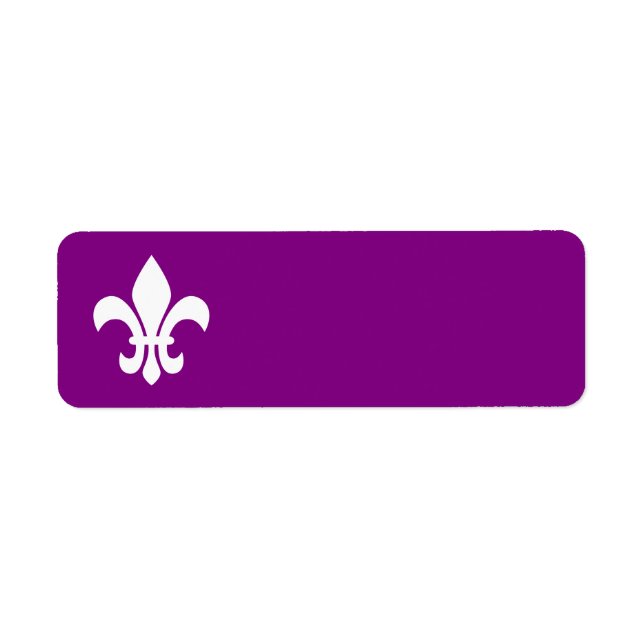 Minimalist Purple and White Fleur de Lys Label (Front)