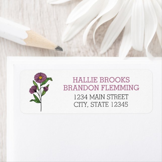 Minimalist Purple Aster Address Label (Insitu)
