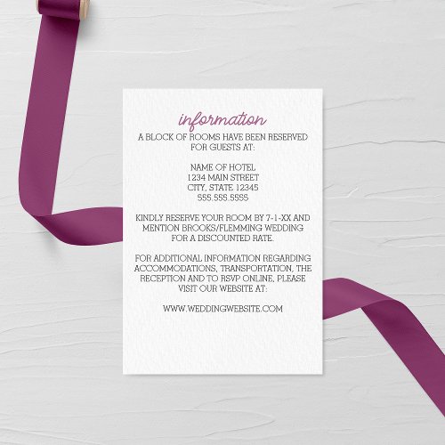Minimalist Purple Aster Wedding Enclosure Card