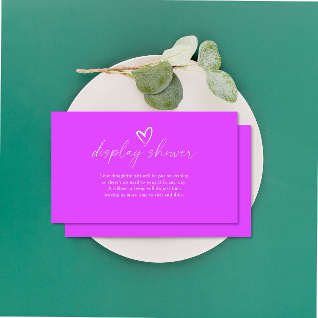 Minimalist purple baby shower display shower enclosure card (Creator Uploaded)