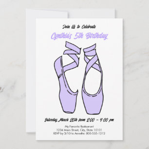 Minimalist Purple Ballet Birthday Party Invitation